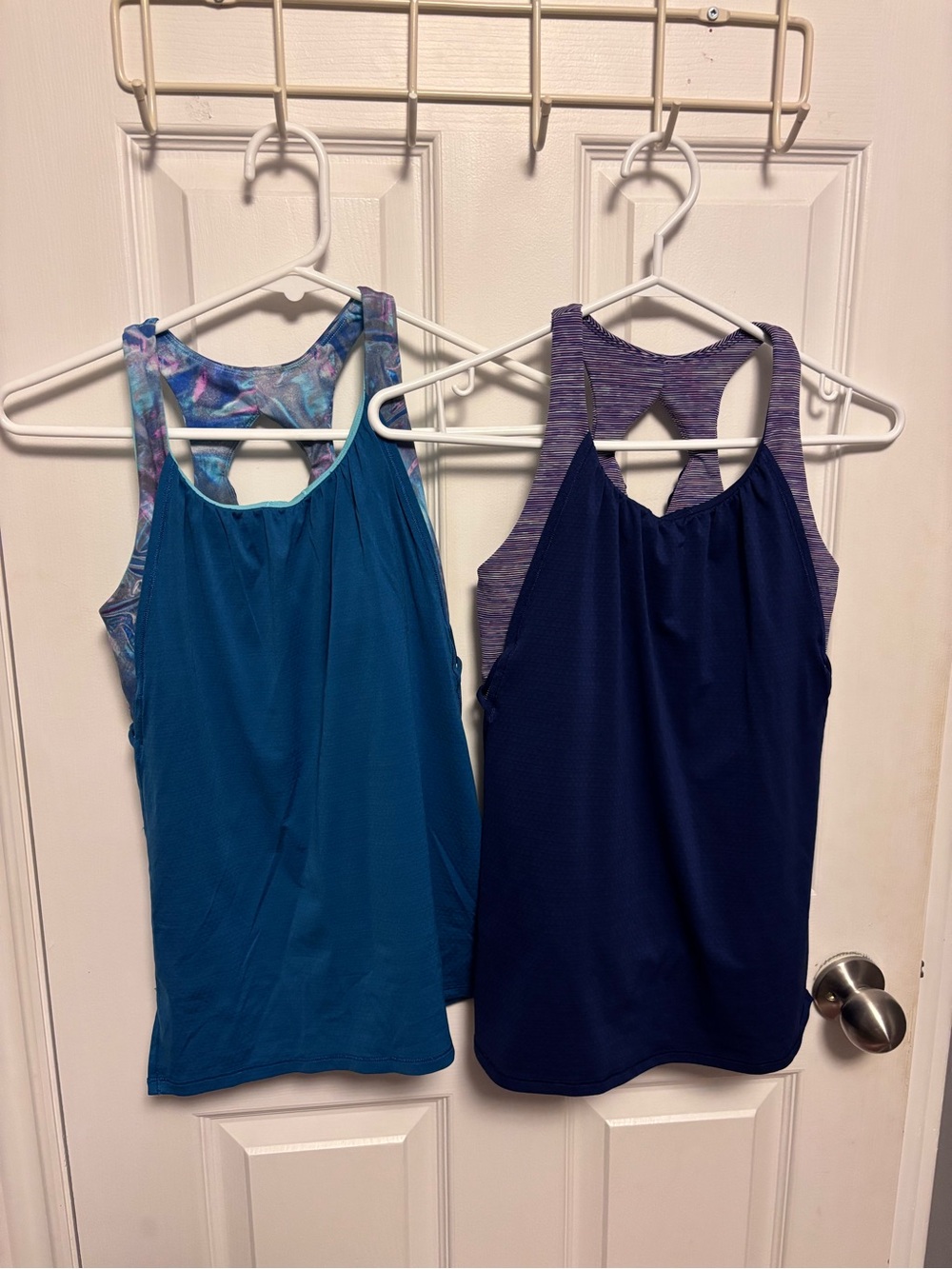 Ivivva Lululemon Perfect Pleat 2in1 Tank Top Lot of 2 Teal Navy Girls 10 XXS